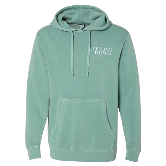 Feeling things mint hoodie sweatshirt front Ingrid Andress